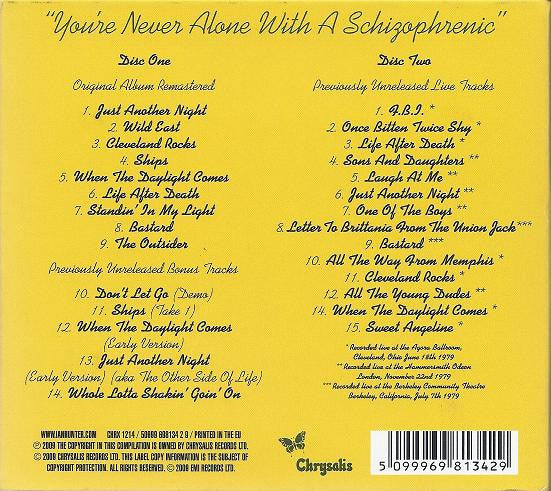Image of Back Cover of 2xCD - EX/EX - IAN HUNTER, You're Never Alone With A Schizophrenic (Chrysalis; CHRX 1214, Europe 2009, Digipak, Booklet, 30th Anniversary Special Edition), ,  - 3336244E