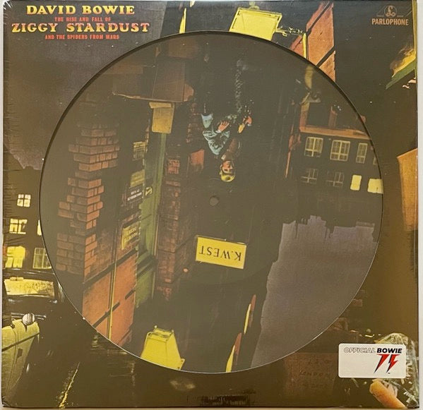 Image of Front Cover of LP - EX/EX - DAVID BOWIE, The Rise And Fall Of Ziggy Stardust And The Spiders From Mars (Parlophone; DBZSPD 2022, Worldwide 2022 Reissue, Die Cut Sleeve, Insert, Poster, Picture Disc), Opened Instore, Still In Stickered Shrinkwrap,  - 2826101E