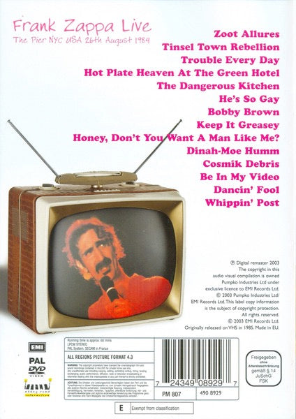 Image of Back Cover of 0314477C: DVD - FRANK ZAPPA, Does Humor Belong In Music? (EMI; 490 8929, Europe 2003 Reissue)   VG+/VG+