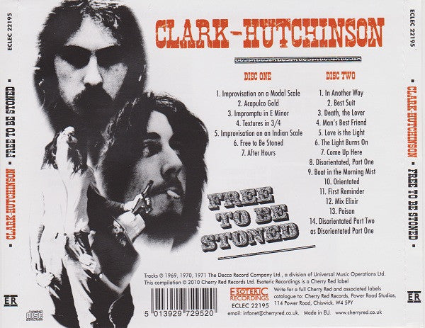 Image of Back Cover of 4734205E: 2xCD - CLARK HUTCHINSON, Free To Be Stoned (Esoteric Recordings; ECLEC 22195, Europe 2010, Jewel Case, Booklet)   VG+/VG+