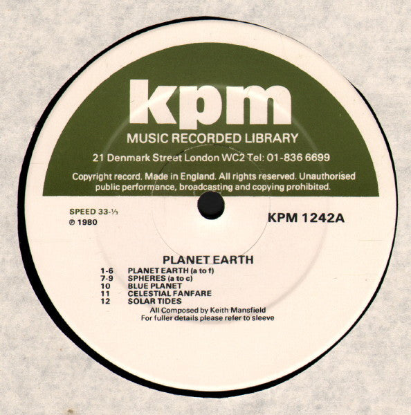 Image of Label Cover of LP - VG/VG+ - KEITH MANSFIELD / RICHARD HARVEY, Planet Earth / All In the Mind (KPM; 1242, UK 1970s), ,  - 3946086S