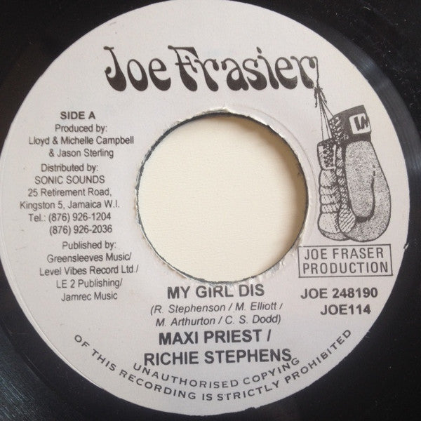 Image of Front Cover of 0454020E: 7" - MAXI PRIEST, RICHIE STEPHENS, My Girl Dis (Joe Frasier; JOE 248190/JOE 114, Jamaica 2007) SWOL  /VG+