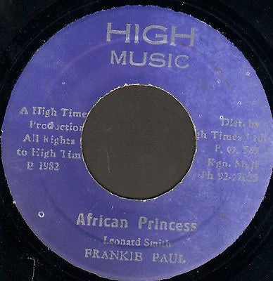 Image of Front Cover of 0454092S: 7" - FRANKIE PAUL, African Princess (High Music; , Jamaica 1982)   /VG