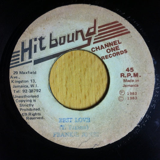 Image of Front Cover of 0414389C: 7" - FRANKIE JONES, Best Love (Hit Bound; , Jamaica 1983)   /VG+