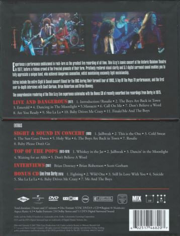 Image of Back Cover of 2xDVD - VG+/VG+ - THIN LIZZY, Live And Dangerous (Mercury; 0602517468207, Europe 2007, 1 x CD, 1 x DVD, Box Set, Booklet), ,  - 2536011E