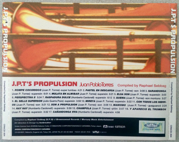 Image of Back Cover of 0434199E: CD - JUAN PABLO TORRES, J.P.T's Propulsion (Disco Caramba; CRACD-304, Japan 1996, Jewel Case, Booklet)   VG+/VG+