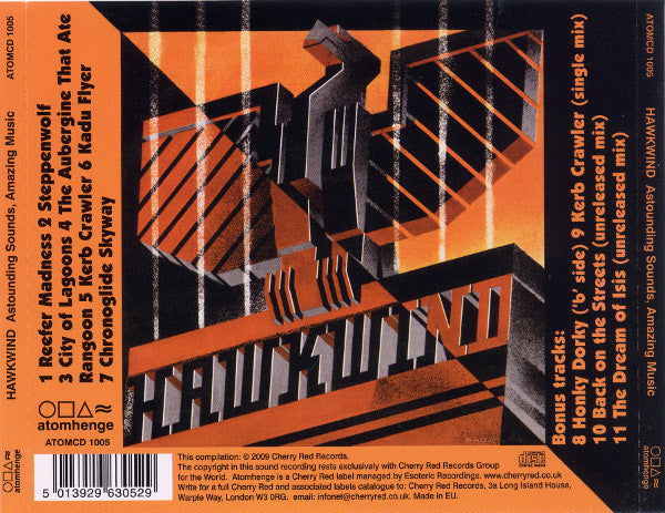 Image of Back Cover of CD - VG+/VG+ - HAWKWIND, Astounding Sounds, Amazing Music (Atomhenge; ATOMCD 1005, UK 2009, Jewel Case, Booklet), ,  - 2516165C