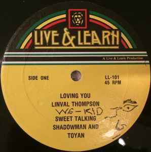 Image of Front Cover of 0514015C: 12" - LINVAL THOMPSON / SHADOWMAN AND TOYAN, Loving You / Sweet Talking (Live & Learn Records; LL 101, US 1982, Company Sleeve) Marks on disc but plays well.  VG/G+