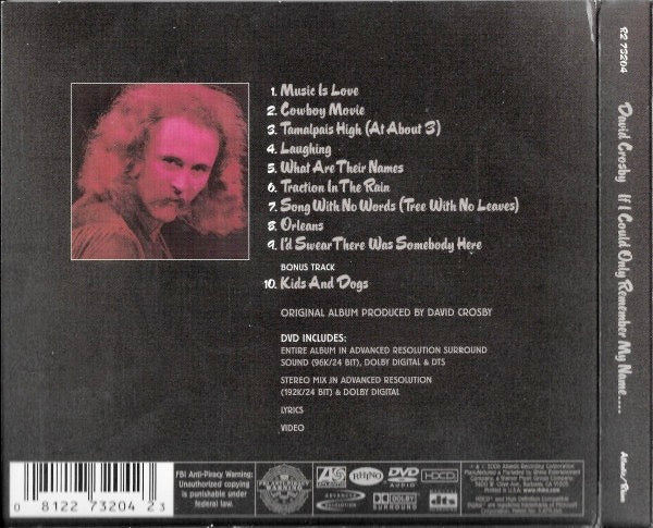 Image of Back Cover of 0534098E: 2xCD - DAVID CROSBY, If I Could Only Remember My Name.... (Atlantic; R2 73204, US 2006, Triple Digipak, CD and DVD)   VG+/VG+