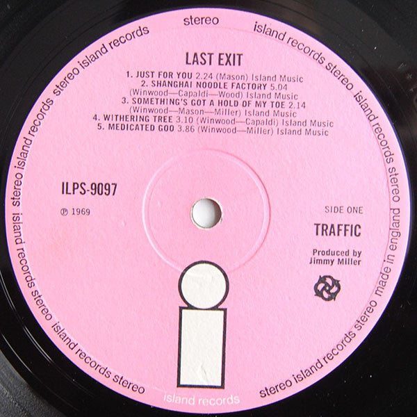 Image of Label Cover of LP - VG/VG - TRAFFIC, Last Exit (Island Pink/i logo; ILPS9097, UK 1969 Reissue, Gatefold, Stereo - 2nd Press), Strong VG Throughout,  - 0726220E