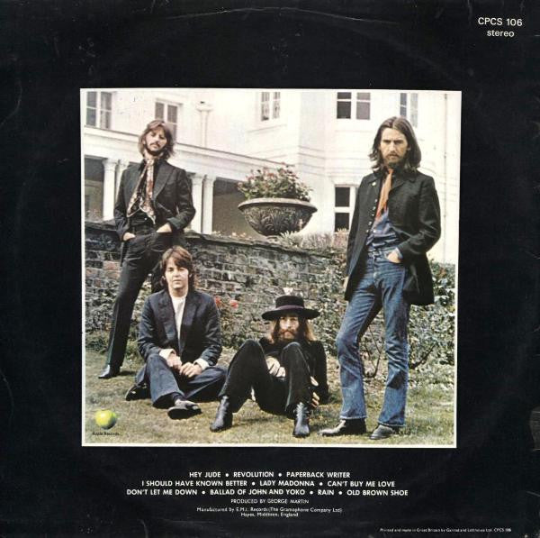 Image of Back Cover of 5024359E: LP - THE BEATLES, Hey Jude (Apple Light Green; CPCS106, UK 1969, Laminated Sleeve, Export, 3rd Pressing, Harrisongs Publishing for Old Brown Shoe)   VG+/VG