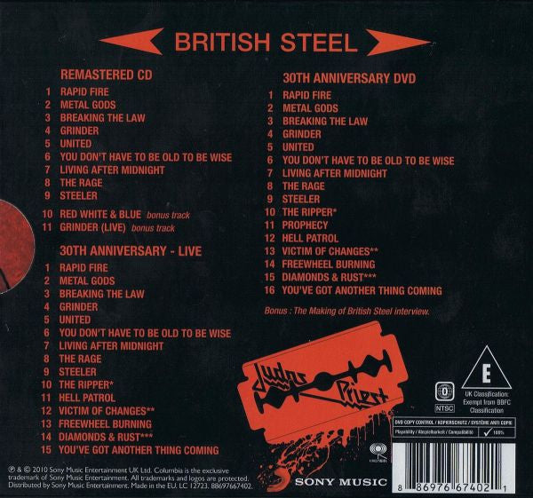 Image of Back Cover of 0534204E: 3xCD - JUDAS PRIEST, British Steel - 30th Anniversary Deluxe Edition (Sony Music; 88697667402, Europe 2010, Slipcase)   VG+/VG+