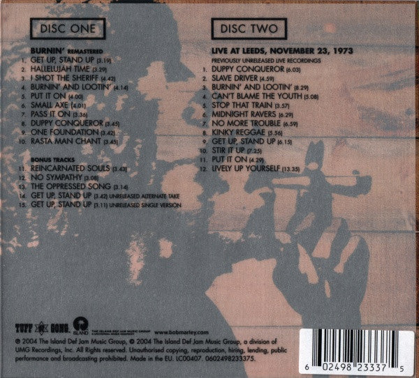 Image of Back Cover of 2xCD - VG+/VG+ - THE WAILERS, Burnin' (Island Records; 0602498233375, Europe 2004, Double Digipak, Booklet), ,  - 2536398E