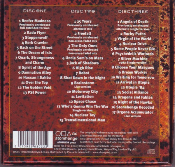 Image of Back Cover of 3xCD - VG+/VG+ - HAWKWIND, Spirit Of The Age - An Anthology 1976-1984 (Atomhenge; ATOMBOX 3002, UK 2008, Clamshell Box Set, Booklet & Inners), ,  - 2216504C