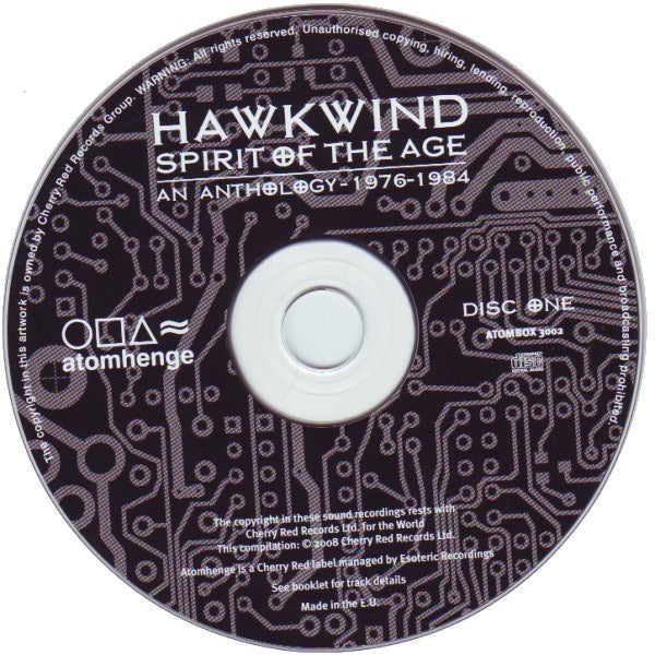 Image of Label Cover of 3xCD - VG+/VG+ - HAWKWIND, Spirit Of The Age - An Anthology 1976-1984 (Atomhenge; ATOMBOX 3002, UK 2008, Clamshell Box Set, Booklet & Inners), ,  - 2216504C