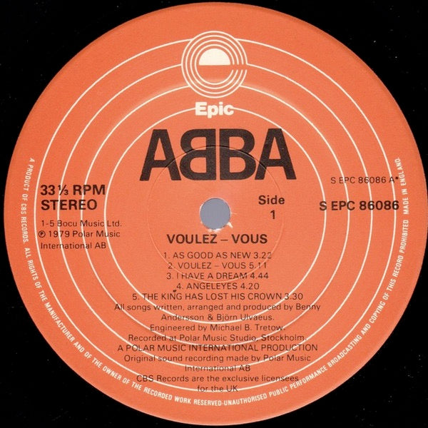 Image of Label Cover of LP - VG/VG - ABBA, Voulez-Vous (Epic Orange; EPC 86086, UK 1979, Inner), ,  - 3226096E
