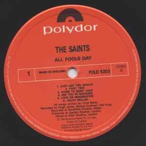 Image of Label Cover of 1714312C: LP - THE SAINTS, All Fools Day (Polydor; POLD 5203, UK 1986)   VG/VG+