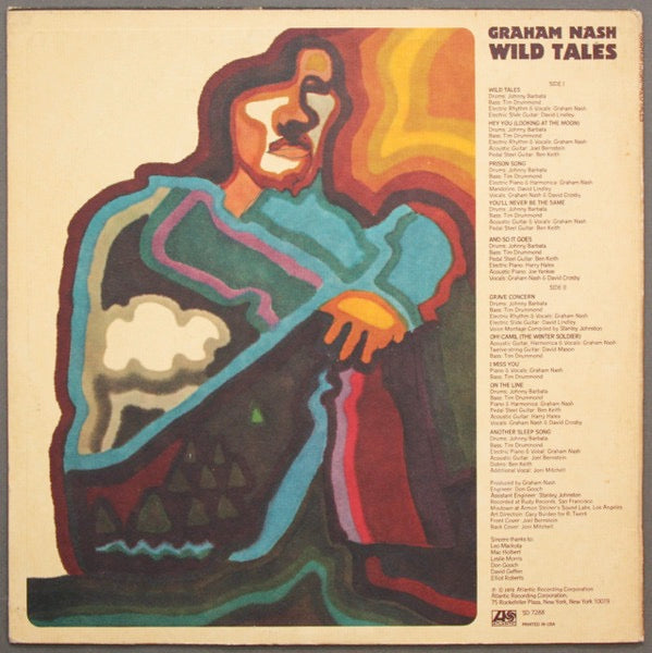 Image of Back Cover of 2515262C: LP - GRAHAM NASH, Wild Tales (Atlantic Orange & Green; SD7288, US 1973, Textured Sleeve, Textured Inner)   VG/G