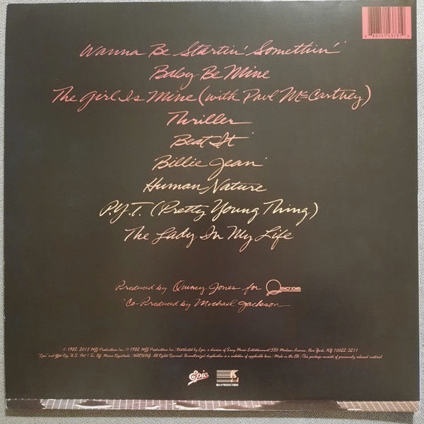 Image of Back Cover of LP - NEW/NEW - MICHAEL JACKSON, Thriller (Epic Dark Label; 88875143731, Europe 2016 Reissue, Gatefold, Inner), ,  - 0516334C