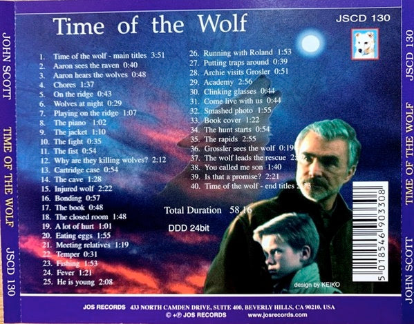 Image of Back Cover of 0634190E: CD - JOHN SCOTT, THE PHILHARMONIA ORCHESTRA, Time Of The Wolf (An Original Film Score) (JOS Records; JSCD 130, UK 2004)   VG+/VG+