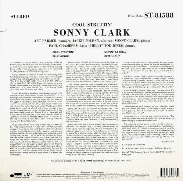 Image of Back Cover of LP - EX/EX - SONNY CLARK, Cool Struttin' (Blue Note ; 3579178, Worldwide 2021, Picture Sleeve, 180 Gram Audiophile Pressing), ,  - 2326167E