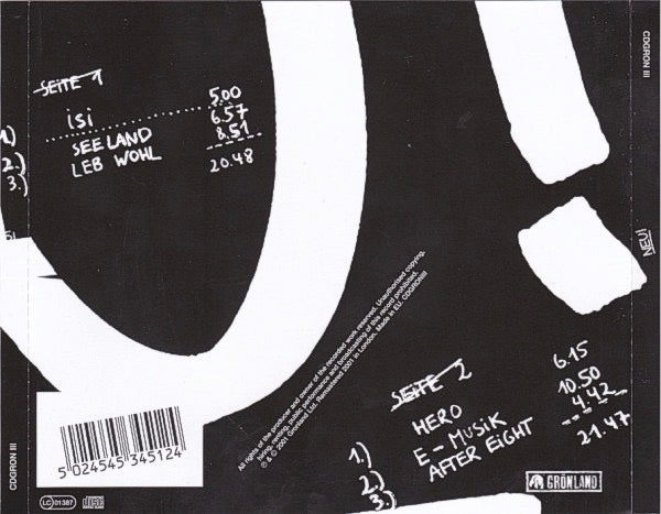 Image of Back Cover of 0634245E: CD - NEU!, Neu! '75 (Gr nland Records ; CDGRON III, UK & Europe 2001)   EX/EX