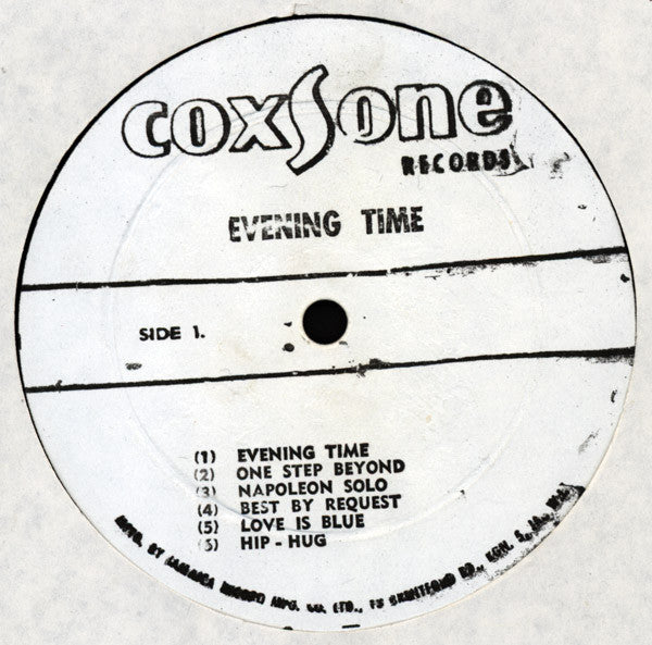 Image of Label Cover of LP - VG/VG - JACKIE MITTOO AND THE SOUL VENDORS, Evening Time (Coxsone Records; CSL 8012, Jamaica Reissue), Light marks, light fog from press, plays with light background like all copies. Very enjoyable. Sleeve is in shrink but shows ringwear on the back.,  - C