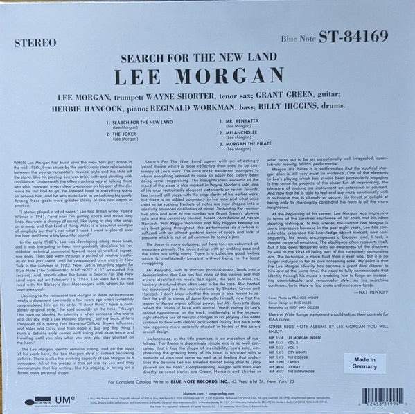 Image of Back Cover of 1754007S: LP - LEE MORGAN, Search for the New Land (Blue Note; 5831994, Europe 2024 Reissue)   NEW/NEW