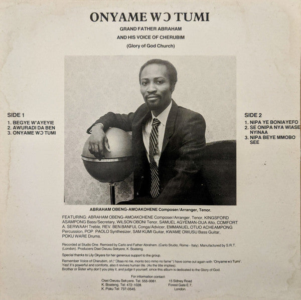 Image of Back Cover of 0724052E: LP - GRAND FATHER ABRAHAM AND HIS VOICE OF CHERUBIM, Onyame Wo Tumi (V.O.C. Records ; 003A, UK 1984, Picture Sleeve)   VG+/EX