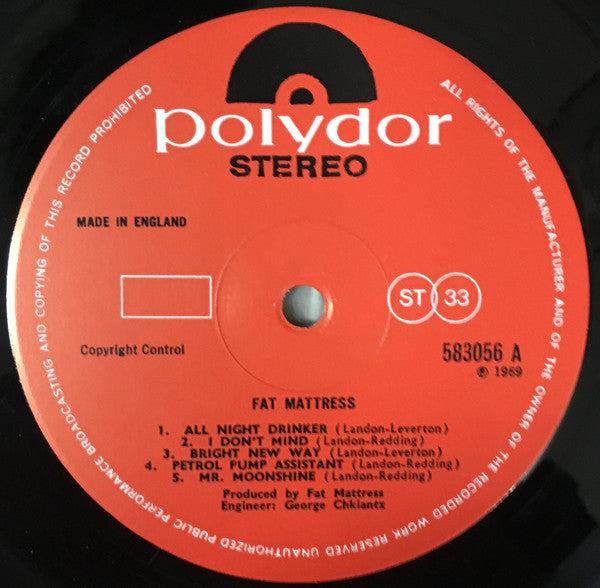 Image of Label Cover of 0744112S: LP - FAT MATTRESS, Fat Mattress (Polydor; 658 182, France 1969, Fold Out Laminated Sleeve) Wear and tape on sleeve but intact. Light marks on disc only.   VG/VG