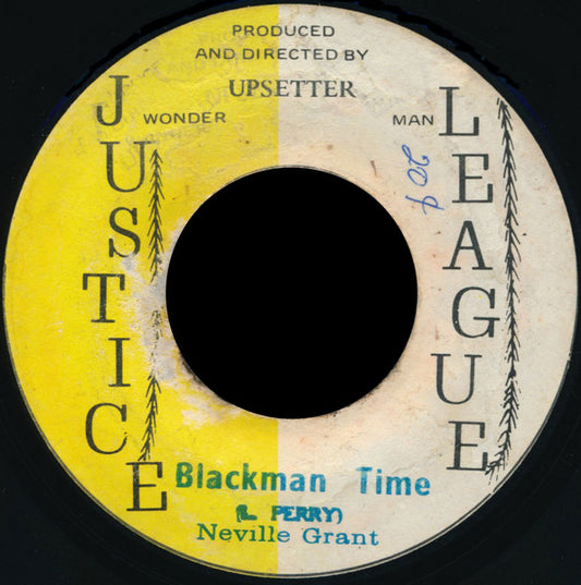 Image of Front Cover of 0724229E: 7" - NEVILLE GRANT / ANSIL COLLINS, Blackman Time / Black Supreme (Justice League; , Jamaica 1972) Lots of light marks, sounds fine. Clean labels.  /G+