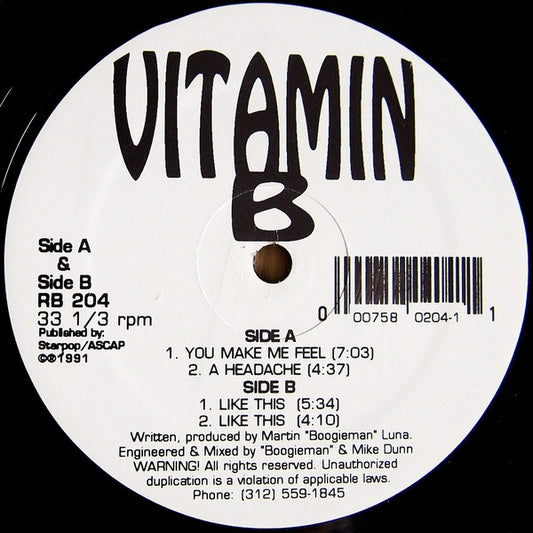 Image of Front Cover of LP - /VG+ - VITAMIN B, You Make Me Feel (Rhythm Beat; RB 204, US 1991), ,  - 1846086S