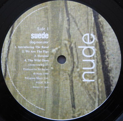 Image of Label Cover of 2xLP - G/G+ - SUEDE, Dog Man Star (Nude; NUDE3LP, UK 1994, Gatefold, 2 White Inners), Nasty looking Marks On Side One Which Click, Light Marks on All Other Sides, Heavy Edge Wear, Splt Bottom Seam, Tear In Sleeve Opening, Inners Split and Torn,  - 3526368E