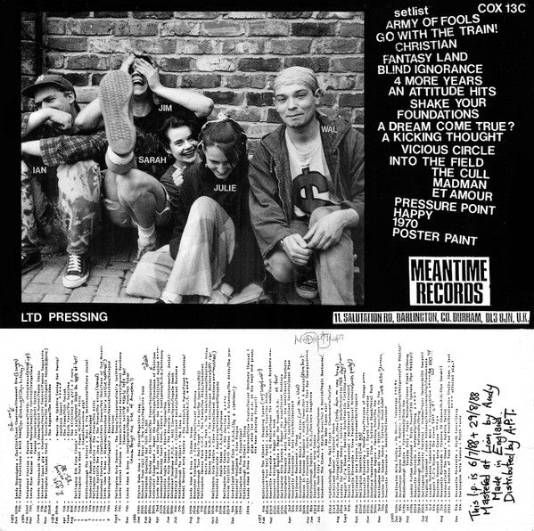 Image of Back Cover of 2024290E: LP - DAN, Kicking Ass At T.J.'s (Meantime Records; COX 13C, UK 1989, With 7'' Flexi) Missing the flexidisc  VG+/VG+