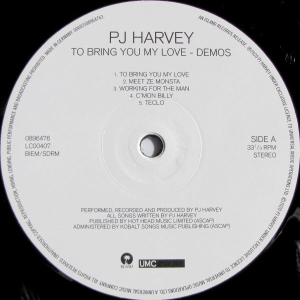 Image of Label Cover of LP - EX/VG+ - PJ HARVEY, To Bring You My Love - Demos (Island Records ; 0896476, Europe 2020, Inner, 180 Gram Vinyl), A few light marks. Still in shrinkwrap. ,  - 3246243S