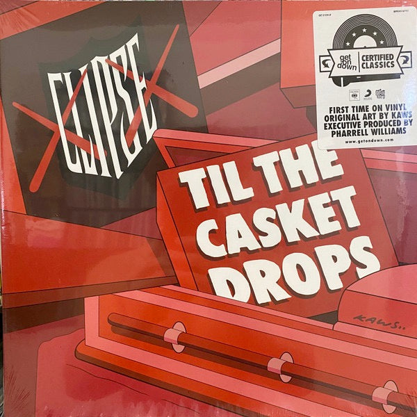 Image of Front Cover of 0814095C: LP - CLIPSE, Til The Casket Drops (Get On Down; GET51324, US 2017 Reissue, Gatefold, Fruit Punch Colored Vinyl. With OBI) Limited Edition No 676/2000. Slight warp, Does not effect play.  EX/VG+