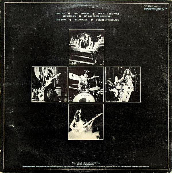 Image of Back Cover of LP - VG/VG+ - RAINBOW, Rainbow Rising (Polydor ; 2490 137, UK 1976, Gatefold), ,  - 0816572C