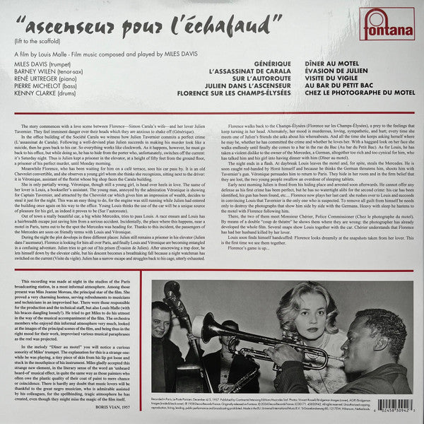 Image of Back Cover of 4134084E: LP - MILES DAVIS, Ascenseur Pour L' chafaud (Fontana; 45830942, Worldwide 2024 Reissue, Gatefold, Insert)   NEW/NEW