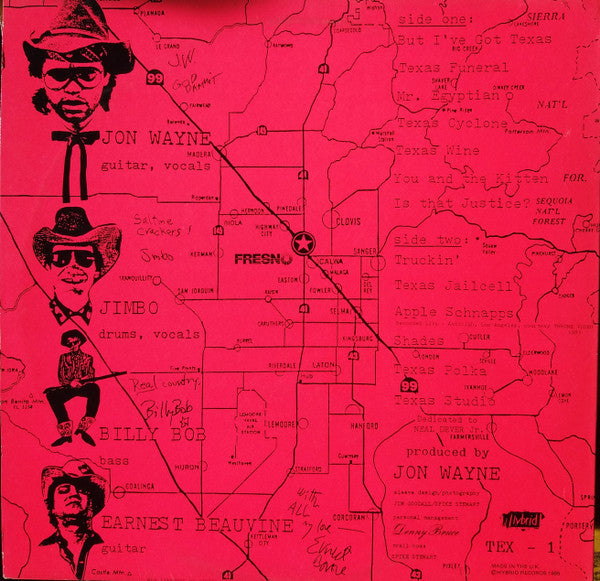 Image of Back Cover of LP - G+/VG - JON WAYNE, Texas Funeral (Hybrid Records; TEX-1, UK 1985), Large Sticker Damage To Sleeve,  - 4246443S