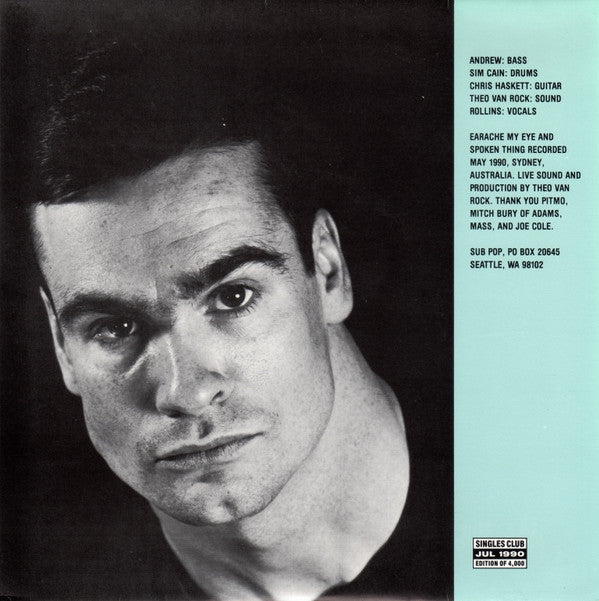 Image of Back Cover of 0724442E: 7" - ROLLINS BAND, I Know You b/w Earache My Eye (Sub Pop ; SP72, US 1990, Fold Over Sleeve With Attached Singles Club Form, Red Vinyl)   VG+/EX