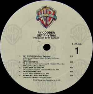 Image of Label of 0814269C: LP - RY COODER, Get Rhythm (Warner Bros. Records; 9 25639-1, US 1987, Inner, Larry Blackmon Miscredit.)   VG/VG