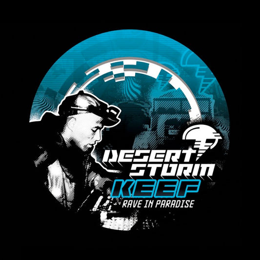 Image of Front Cover of 0814341C: 12" EP - D-OMEN, KEEF STORM, Keef Napoli EP (Desert Storm; DS007, UK 2019, Single Sheet Sleeve, Insert, Transparent Turquoise Splattered Vinyl) Writing in marker pen on other side of single sheet sleeve  VG+/VG+