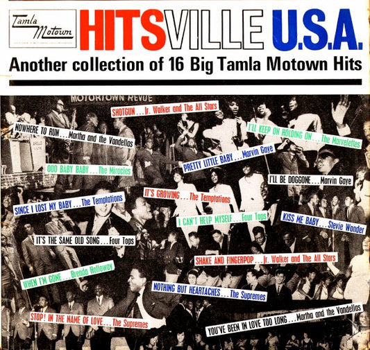Image of Front Cover of LP - G+/G+ - VARIOUS MOTOWN ARTISTS, Hitsville U.S.A. (Tamla Motown; TML11019, UK 1965, Flipback Sleeve, Company Inner, Mono), Marks on disc. Plays well. Multiple creases on sleeve,  - 2326082E