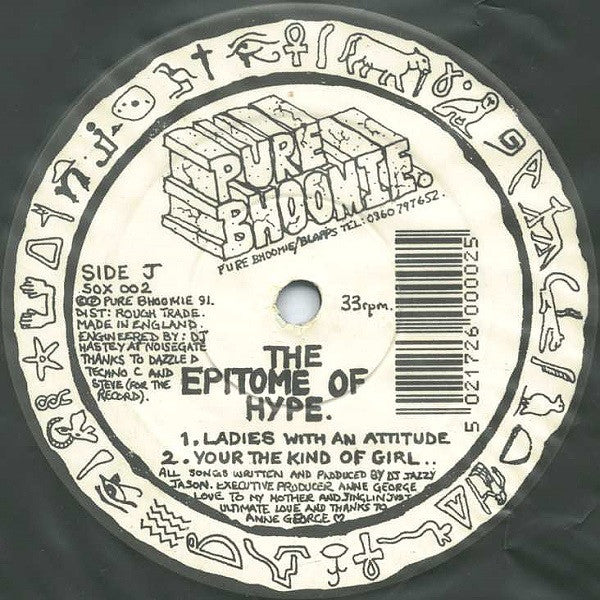 Image of Back Cover of 12" - /VG+ - THE EPITOME OF HYPE, The Future? / Let The Freak (Pure Bhoomie; SOX 002, UK 1991, Plain Sleeve), ,  - 2226002E