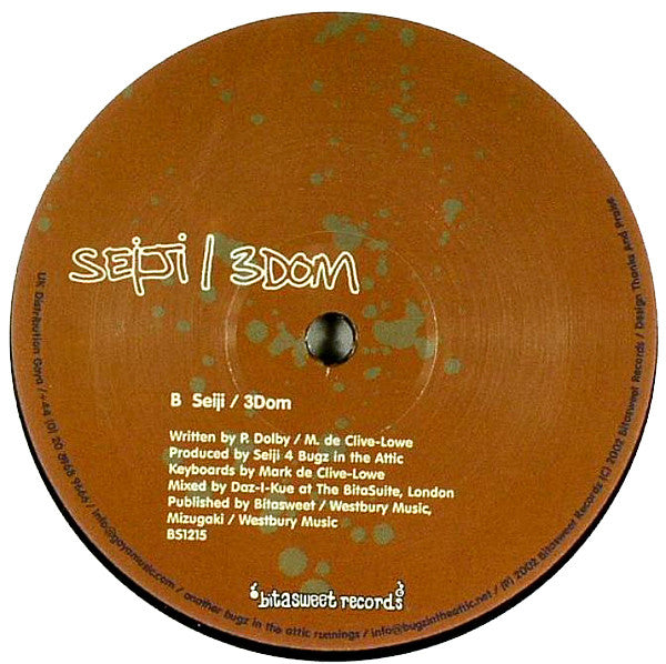 Image of Back Cover of 12" - /VG - SEIJI FEAT. LYRIC L, Loose Lips (Vocal / Instrumental) / 3Dom (Bitasweet; BS1215, UK 2002, Plain Sleeve), A few marks but only hairlines, plays well,  - 3326015E