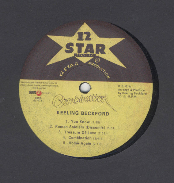 Image of Label Cover of LP - VG+/EX - KEELING BECKFORD, Combination (12 Star Records; KB-01, UK 2023 Reissue), ,  - 2316533C
