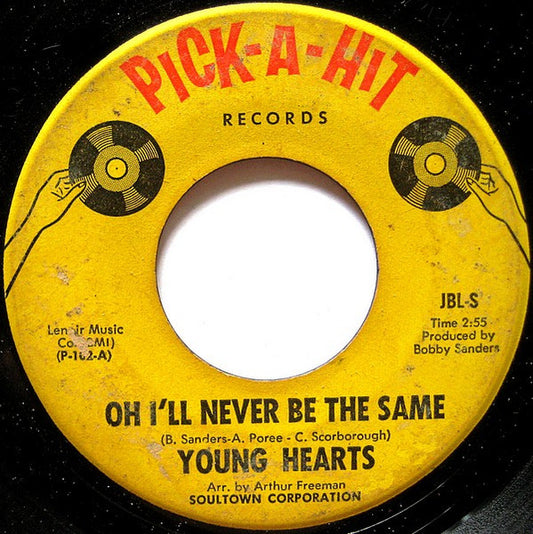 Image of Front Cover of 0924183E: 7" - YOUNG HEARTS, Oh I'll Never Be The Same / Get Yourself Together (Pick-A-Hit Records; P-102, US 1967, Plain sleeve) Marks on vinyl.  /G+