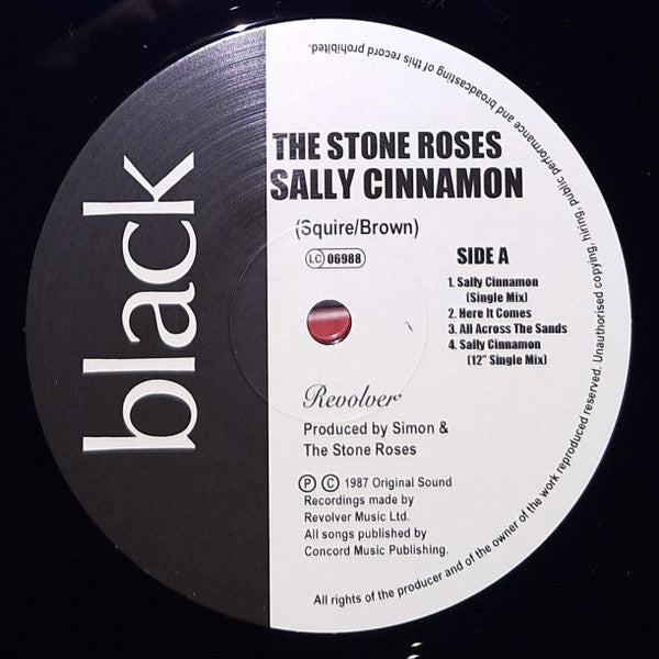 Image of Label of 0954154S: 12" - THE STONE ROSES, Sally Cinnamon (Black; REV LP 36367, UK 2023 Reissue, 35th anniversary special edition, 180G virgin vinyl, DMM half speed mastering. Includes bonus live tracks.)   NEW/NEW