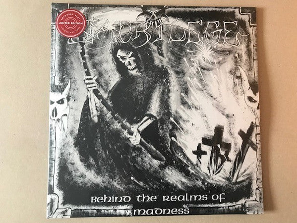 Image of Front Cover of 0934181E: 2xLP - SACRILEGE, Behind The Realms Of Madness (Back On Black; BOBV891LPLTDM, UK & Europe 2022 Reissue, Gatefold, 2 Inserts, Limited Edition, Remastered, Clear/Black Splatter Vinyl)   NEW/NEW