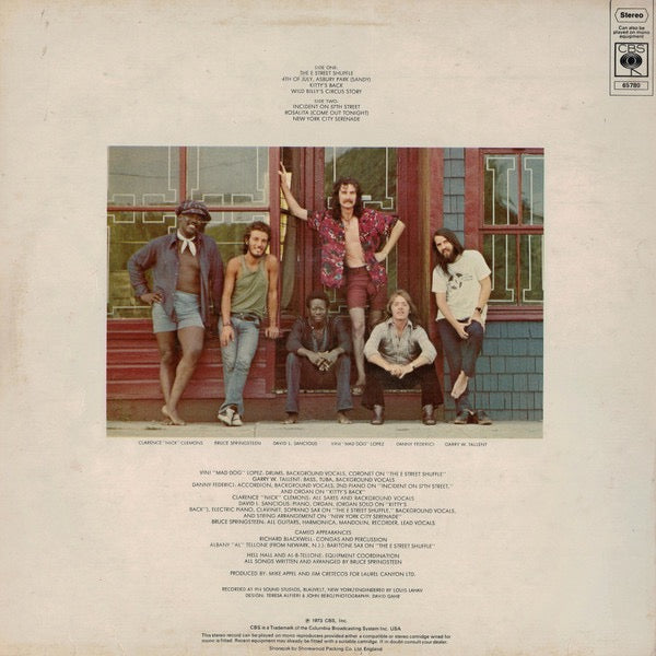 Image of Back Cover of LP - VG/VG - BRUCE SPRINGSTEEN, The Wild, The Innocent & The E Street Shuffle (CBS Orange/Yellow; S 65780, UK 1970s Reissue, 2nd UK Press.), ,  - 4326366E